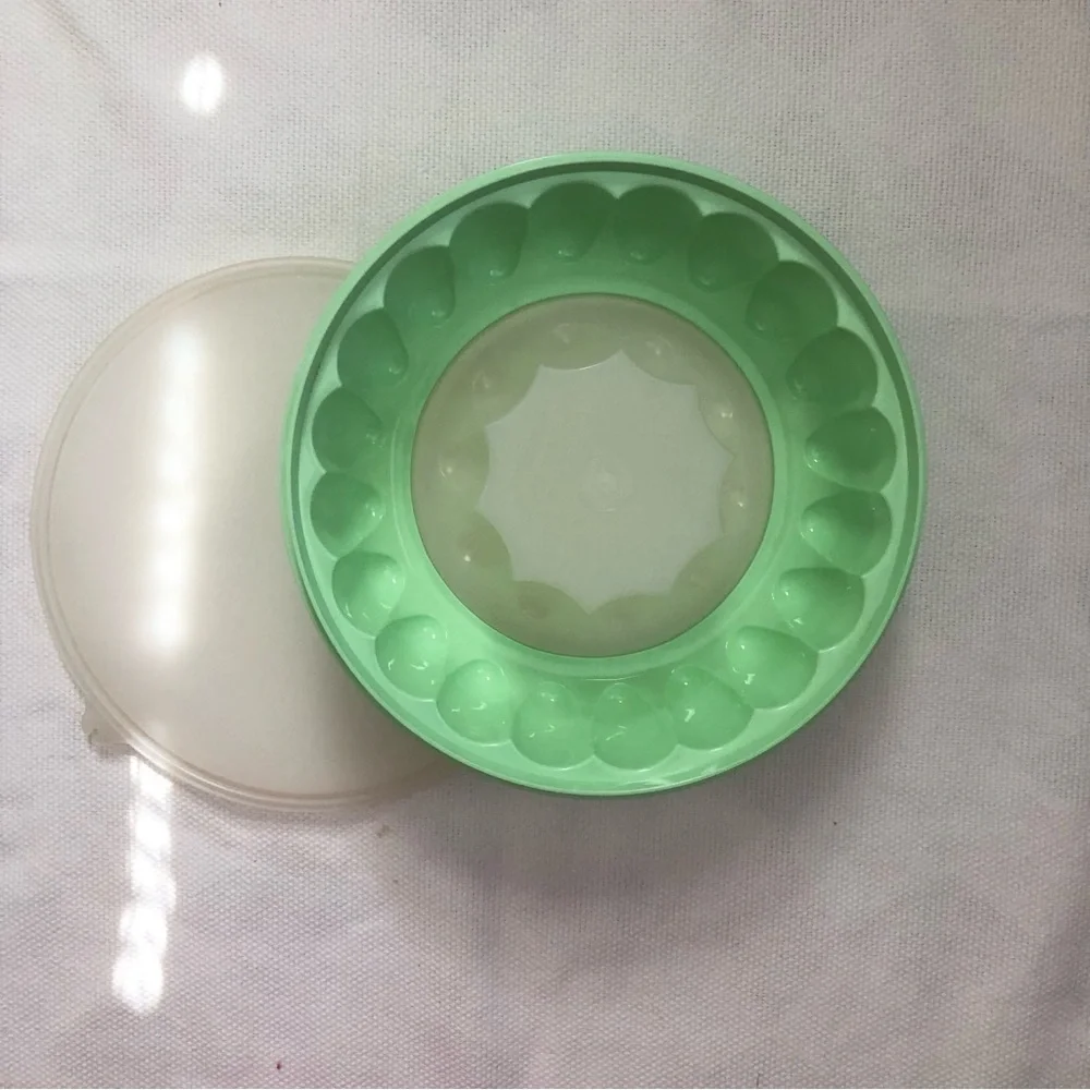 Vintage Tupperware 3 piece mint green Jello Mold Ice Ring Jell-Ring